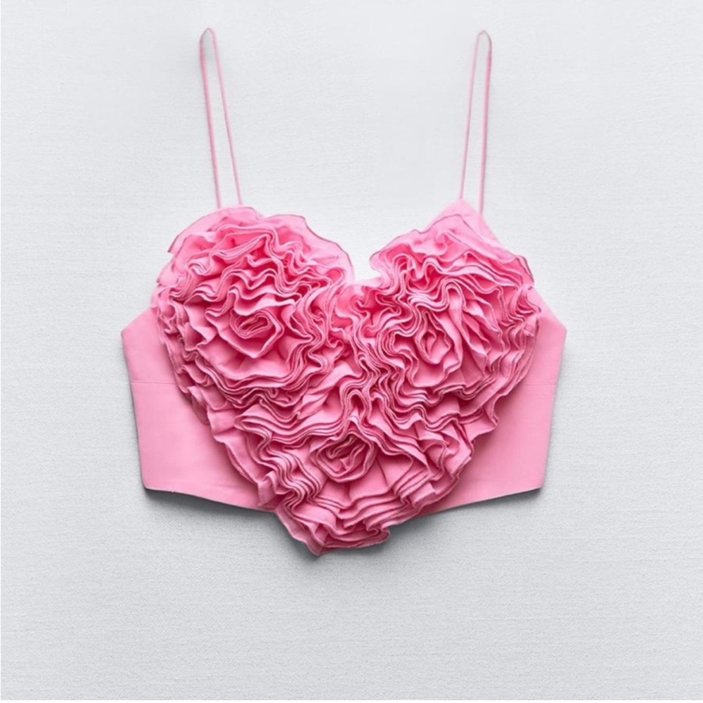 ZARA VOLUMINOUS HEART CROP TOP